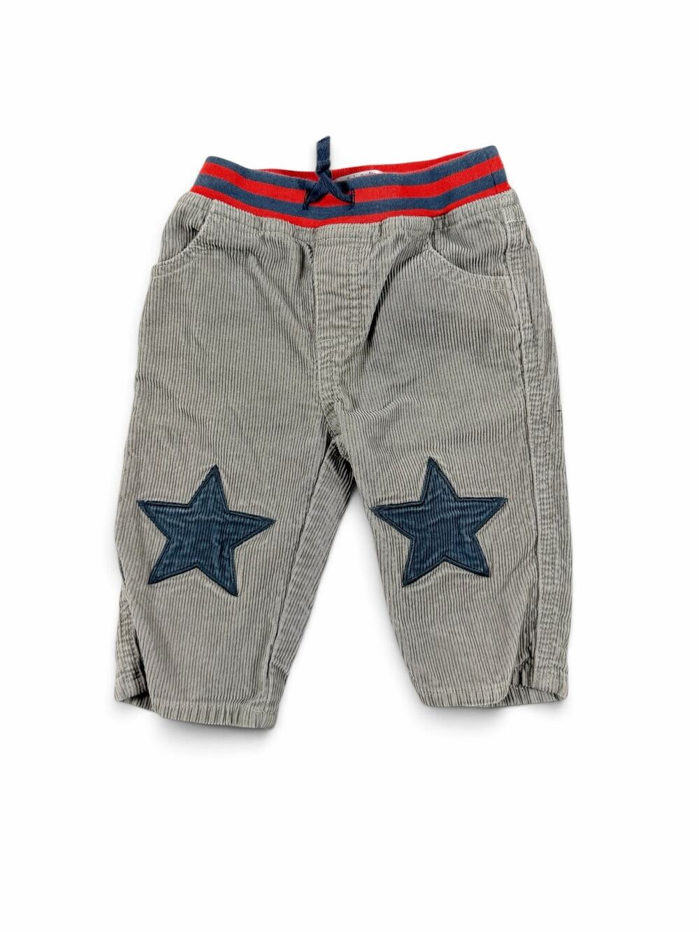 Mini Baby Boden Corduroy Pants Star Patch Gray Red Navy 6-12 Months